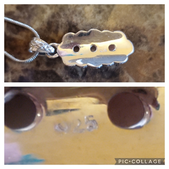 Genuine Peruvian pink Opals Pendant Necklace - Picture 5 of 6